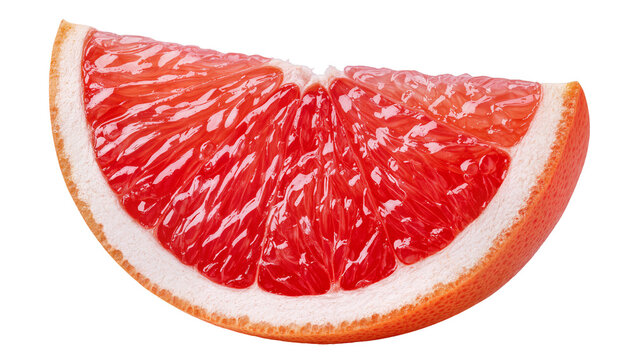 Ruby Red Grapefruit Half Slice with Juicy Pulp and White Rind