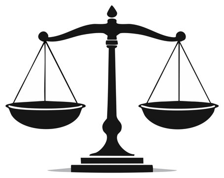 Silhouette of a balanced scales of justice