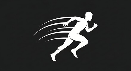 Obraz premium Silhouette runner in motion, speed streaks