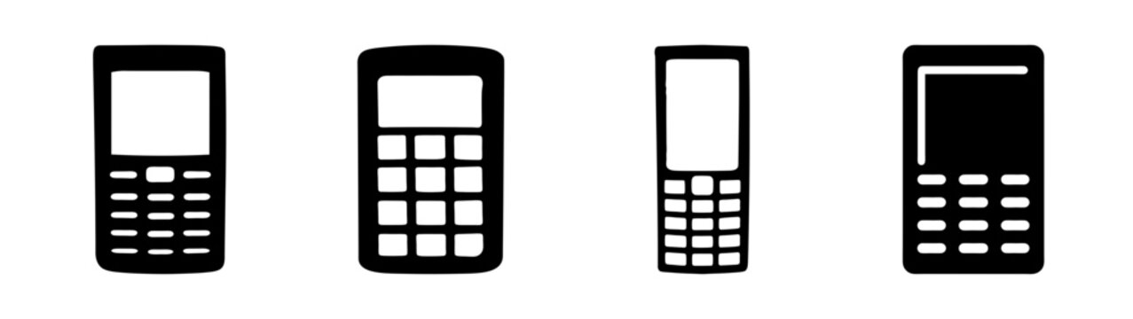 set of four classic mobile phone keypads flat design vector illustration