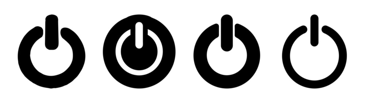 four power buttons on off switch symbols flat design vector illustration