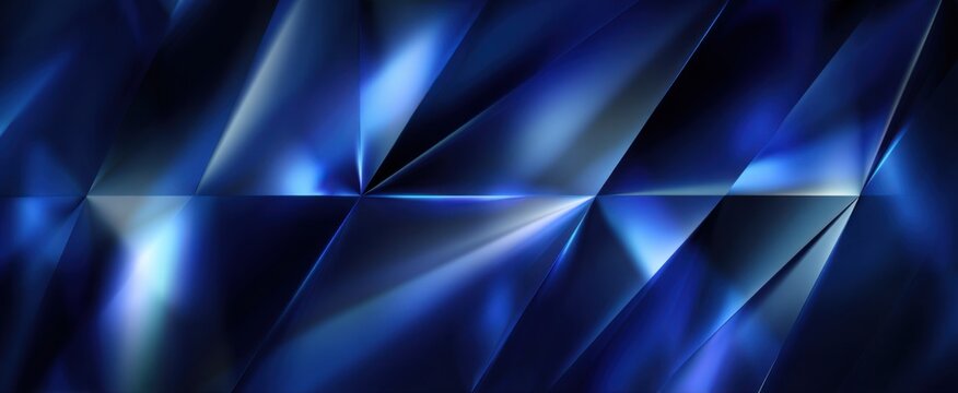 Metallic blue glass texture background with angular crystal design and vibrant reflections.