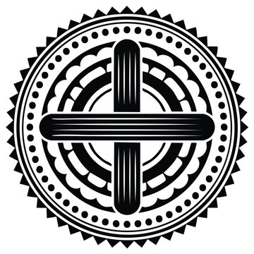 Abstract circular design element with cross shape