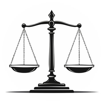 Justice Scale Balance Symbol Vector Illustration Black and White