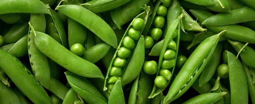 Close-up of fresh green peas ready to cook for healthy meals and nutrition benefits
