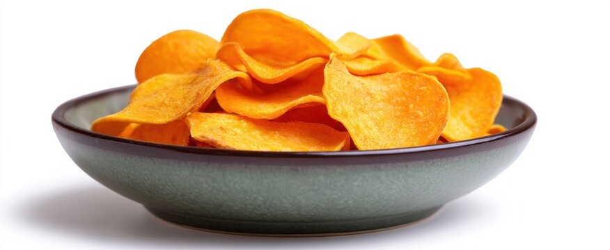 Yummy crunchy sweet potato chips in a bowl perfect for snacks and hangouts