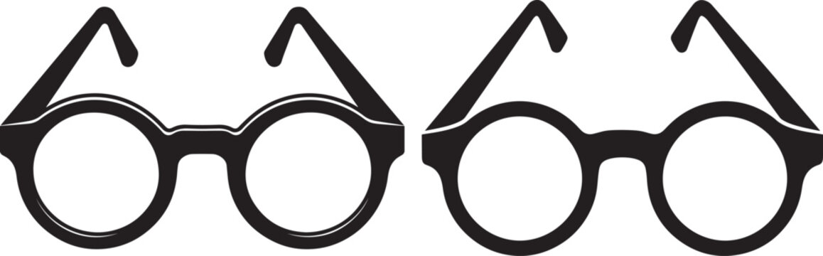 Two pairs of round glasses with dark frames