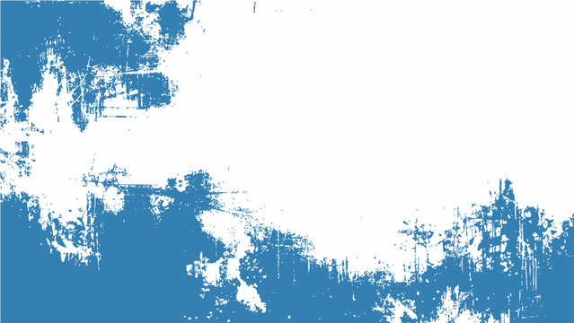Abstract blue paint grunge textures with brush strokes with splash and splatter art concept on white background.