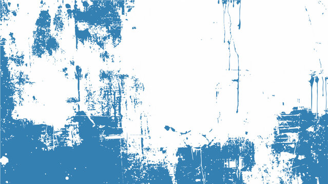 Abstract blue and white paint texture splatter marks with grunge style and artistic composition with rough surface.