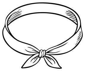 Obraz premium Hand drawn outline of a neckerchief tied with a knot and flowing ends in a simple graphic style