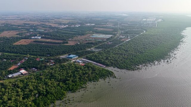 Aerial drone view of mangrove at Kuala Haji Ibrahim Sungai Udang