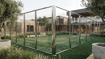 Fototapeta premium Modern glass conservatory in a garden