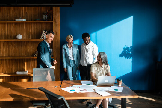 cinematic image of a multiethnic business team