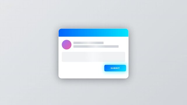 A minimalist user interface showing a form with a submit button and blank fields for input