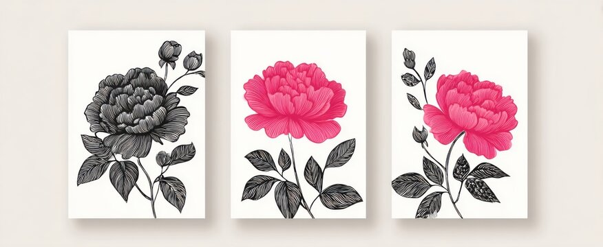Peony blossoms create a romantic collection of cards for anniversary and bridal shower celebrations.