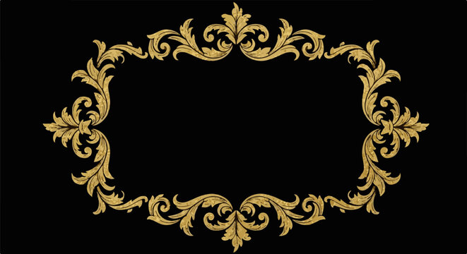 Elegant gold ornate decorative frame with swirling floral acanthus leaf patterns