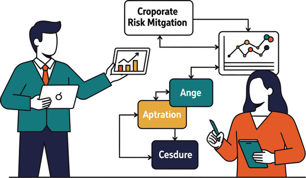 Professional team implementing robust corporate risk mitigation strategies through detailed data analysis and systematic workflow management