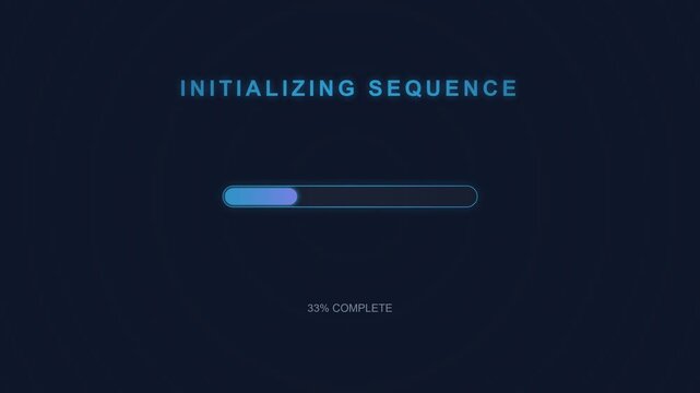 Futuristic initializing sequence loading bar animation