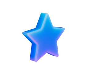 Obraz premium 3D Glossy blue star icon with gradient glow, ideal for ratings, favorites or rewards. 3D Illustration