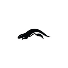 Fototapeta premium Black silhouette of a running otter.