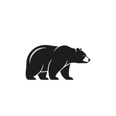 Fototapeta premium Black bear silhouette walking profile.