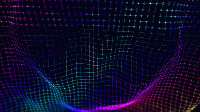 flawless looping state of a hyper-dense spacetime lattice warping with harmonic gravitational waves. Ideal for VJ loops, scientific documentaries, UI backgrounds, and medical presentations.