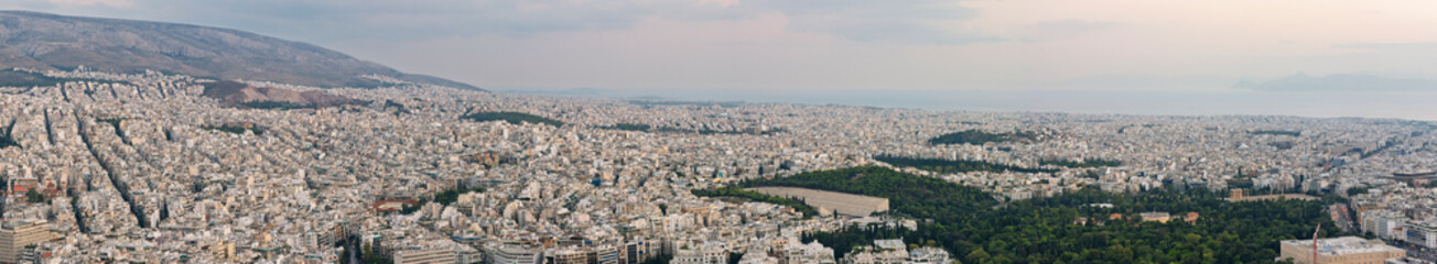 Fototapeta premium Panoramic view over the Athens from Lycabettus hill, Greece.