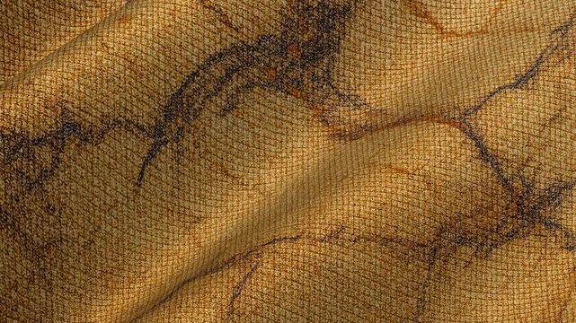 Organic ripple motion of waves of cotton fabric with marble pattern in continuous loop delivering unique abstract luxury texture