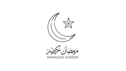Obraz premium Ramadan Kareem Greeting Card with Crescent Moon and Star Illustration.