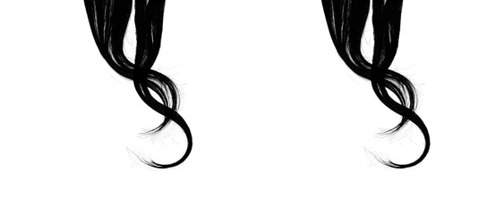 Obraz premium Glossy black hair extension with sleek waves and elegant curl at the end.