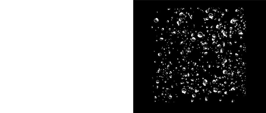 Scattered liquid droplets with realistic alpha mask for photo editing.
