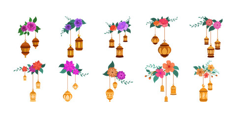 Fototapeta premium Islamic Floral and Lantern Decoration