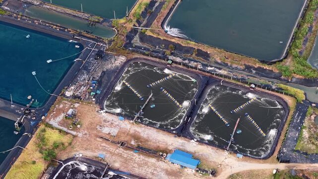 Coastal Wastewater Treatment Facility Aerial Drone View
