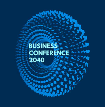 Torus. Grid. Event invitation template. Business conference. 3d vector illustration for online courses, master class, seminar, presentation, webinar or lecture.