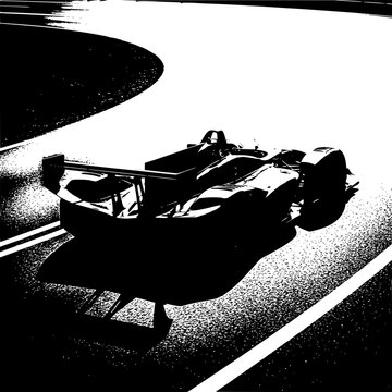 High-speed race car navigating a sharp turn on a track with aerodynamic efficiency