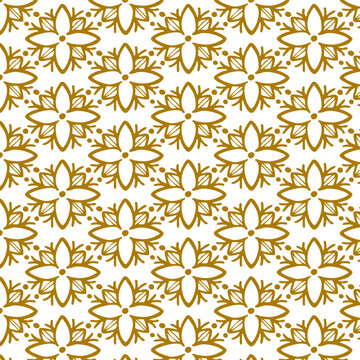 batik javanese luxury gold floral vintage brown tile seamless pattern background