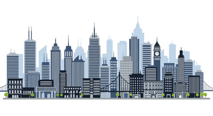 Fototapeta premium Diverse Cityscape with Tall Skyscrapers and Architectural Variety