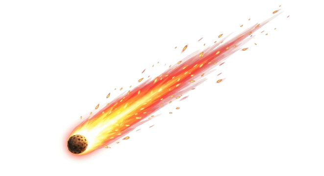 Fiery meteor streaking across the sky with glowing embers