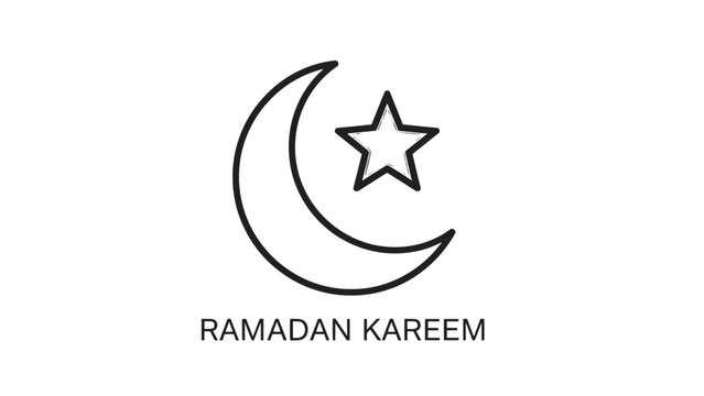 Ramadan Kareem Celebration with Crescent Moon and Star Illustration.
