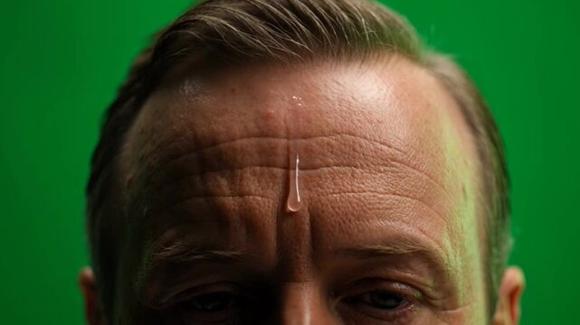 Man with surgical scars on forehead.