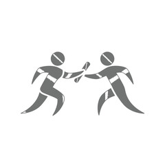 Obraz premium Relay Race Baton Pass Icon: Teamwork, Speed, and Collaboration Symbol
