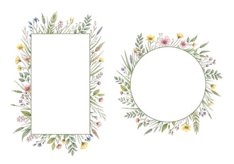 Fototapeta premium Elegant floral wreath and frame decoration with greenery