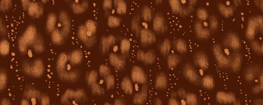 Seamless leopard pattern. Chalk drawn leopard spots. Mix animal skin texture