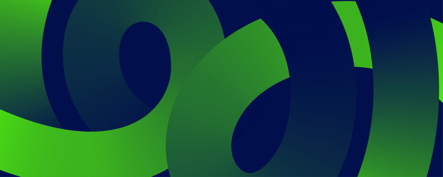 Geometric Green Spirals with Bold Gradients on Dark Navy