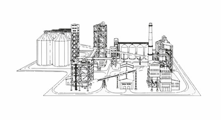 Obraz premium Industrial complex with silos, towers, and storage facilities