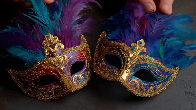 Carnival mask venetian masquerade feathers ornate decorative festival costume elegance