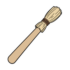 Fototapeta premium Broom Icon Vector Illustration, Isolated Transparent Background for Cleaning or Magic Concept Design