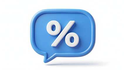 Obraz premium Percentage Notification Icon: A clean and modern icon of a speech bubble containing a percentage symbol, indicating discounts, rates, or financial data.
