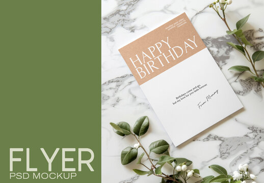 Elegant Birthday Flyer Mockup PSD