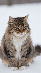 Fototapeta premium Snowy Cat Portrait